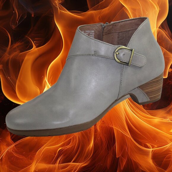 Dansko Shoes - Dansko Darbie Anline Stone Grey Buckle Detail Ankle Shootie, Size 40,  US 9.5-10